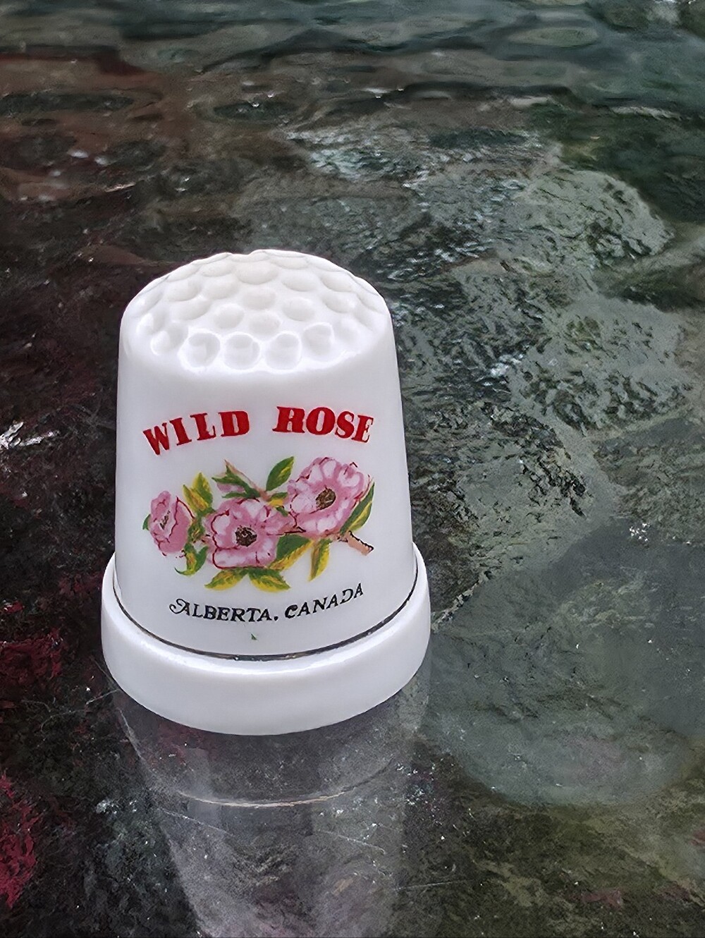 Ceramic Souvenir Thimble Alberta